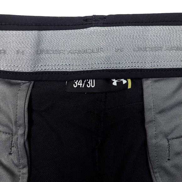 (2) Under Armour Golf Pants Mens 34x29 Black Performance Athletic Flat Front EUC - Picture 3 of 7